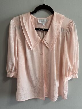 Blush Pink Floral Satin Blouse